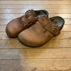 Leather Birkenstock Boston Clogs